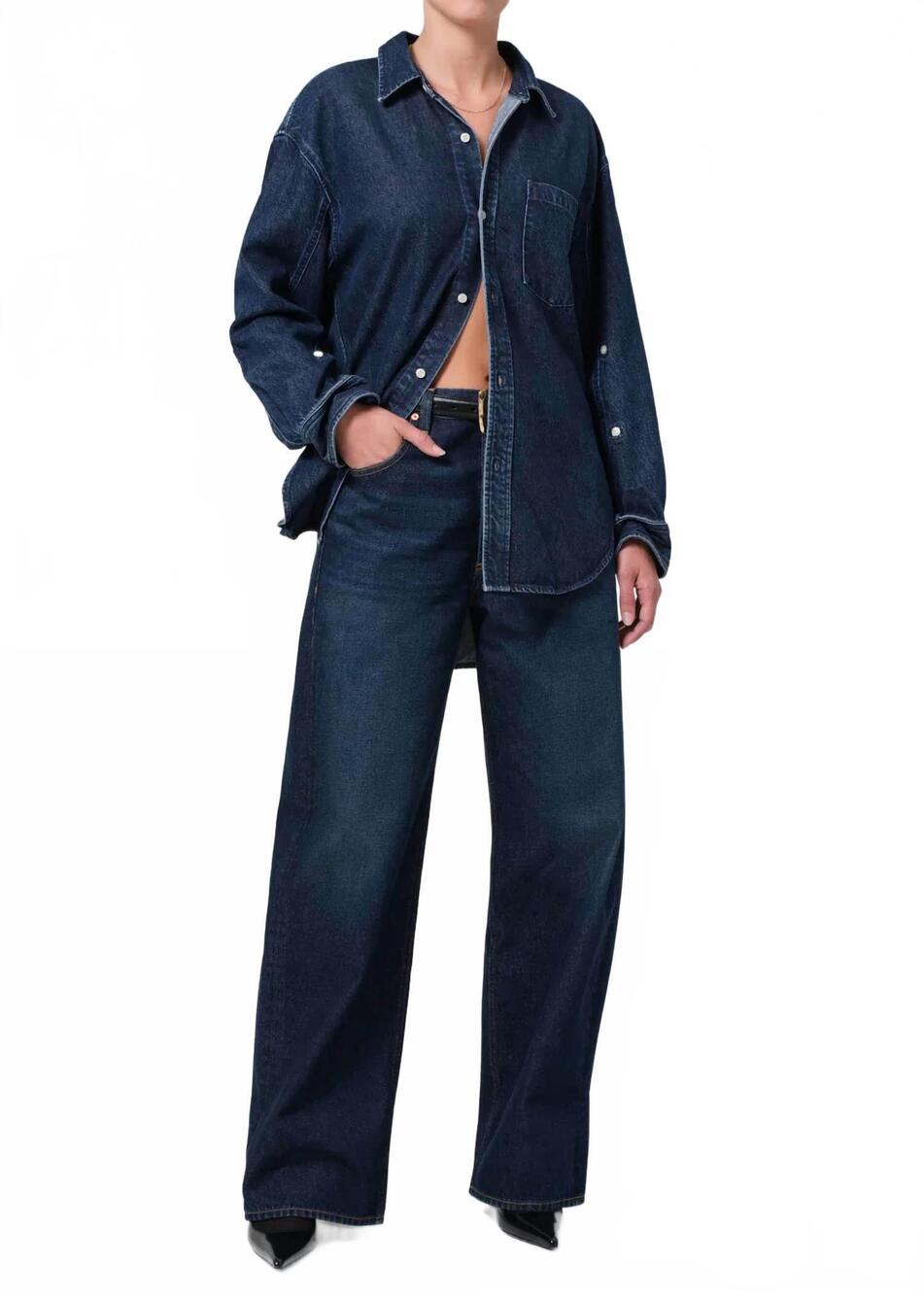 NEW CITIZENS OF HUMANITY kayla oversized shirt in dark indigo